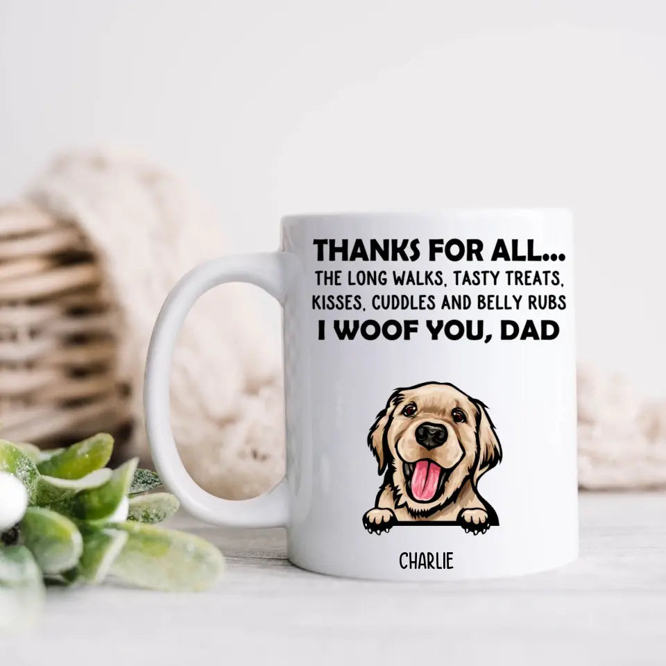 Thanks For All - I Woof You, Mom - Personalized Custom Mug - Gifts For Dog Lovers