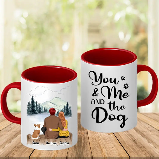 You, Me and The Dogs 2 - Personalized Custom Accent Mug - Gift For Couple, Dog Lovers