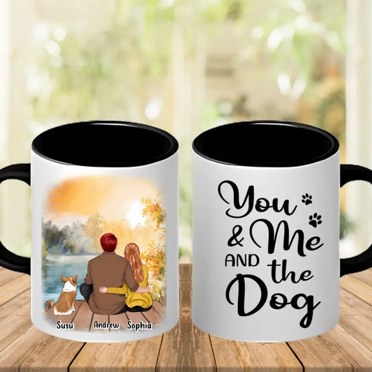 You, Me and The Dogs - Personalized Custom Accent Mug - Gift For Couple, Dog Lovers