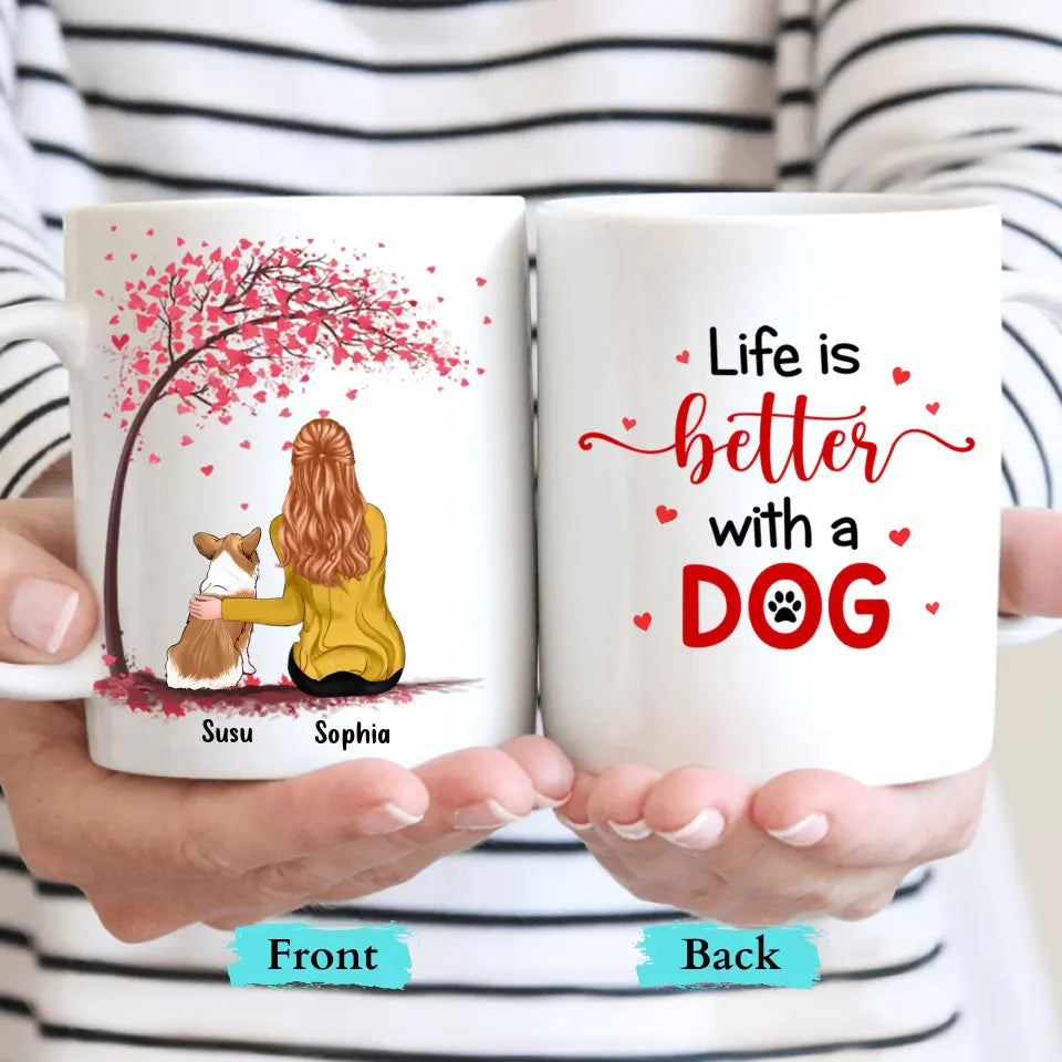 Mit Hunden ist das Leben besser – personalisierte Tasse – Geschenk für Hundeliebhaber 