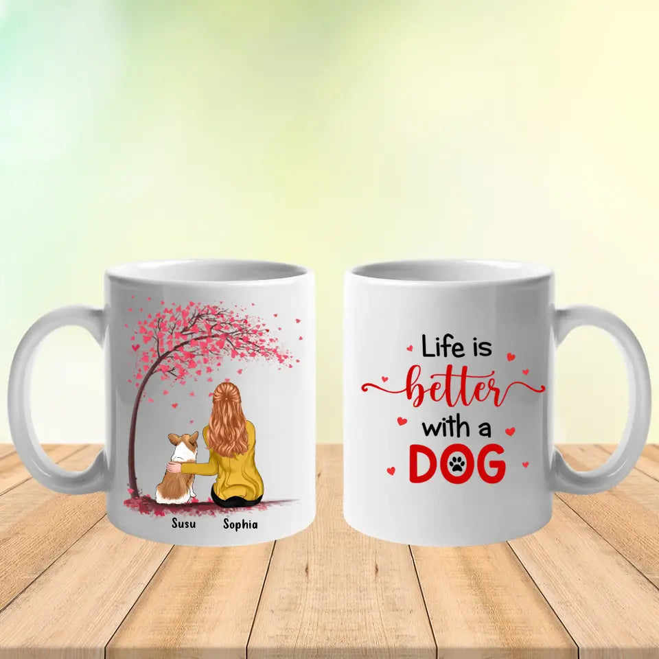 La vida es mejor con los perros - Taza personalizada personalizada - Regalo para los amantes de los perros 