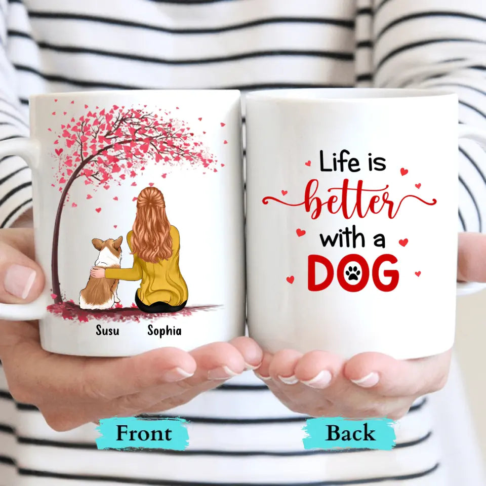 Mit Hunden ist das Leben besser – personalisierte Tasse – Geschenk für Hundeliebhaber 