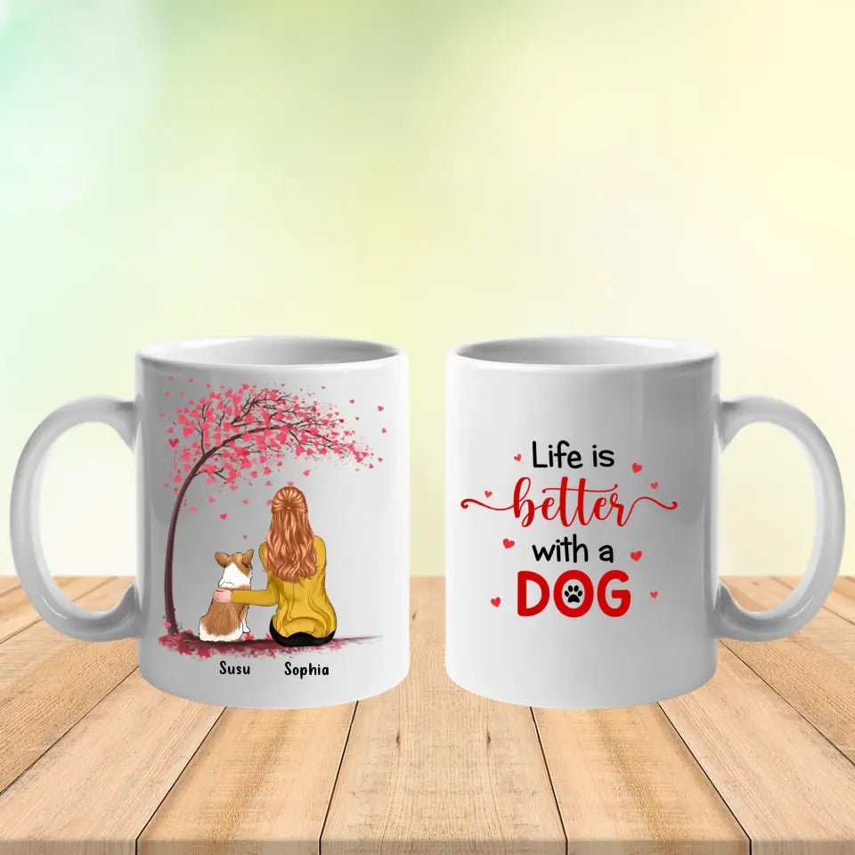 Mit Hunden ist das Leben besser – personalisierte Tasse – Geschenk für Hundeliebhaber 