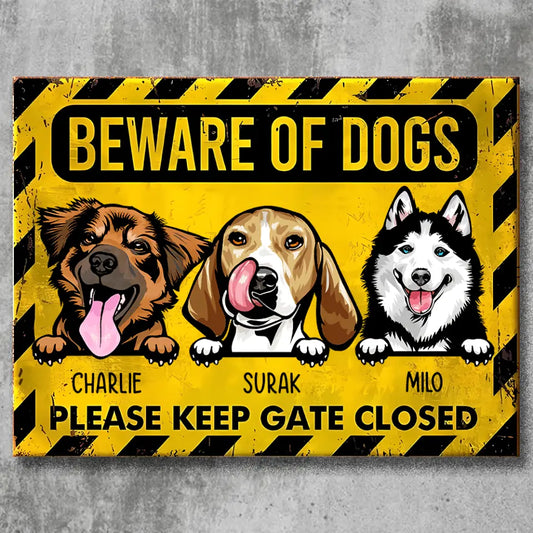 Beware Of Dogs - Personalized Dog Metal Sign